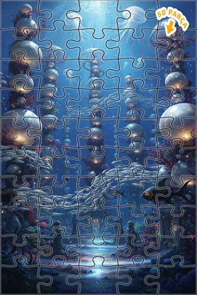 Teona Ahşap لغز خشبي بمظهر لوحة زيتية لمدينة تحت الماء رائعة 50 قطعة 15×25