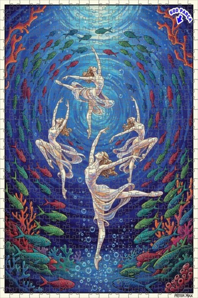 Teona Ahşap لغز خشبي على شكل راقصات الباليه يرقصن تحت الماء، مزين بطلاء زيتي،...