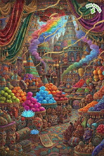 Teona Ahşap لغز خشبي مؤطر ذو طابقين بتصميم سوق الشرق الرائع، مزين بالألوان ال...