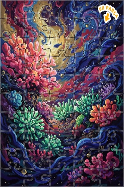 Teona Ahşap لوحة زيتية ملونة لغابة كريستالية تحت البحر، لغز خشبي مؤطر ذو طابق...