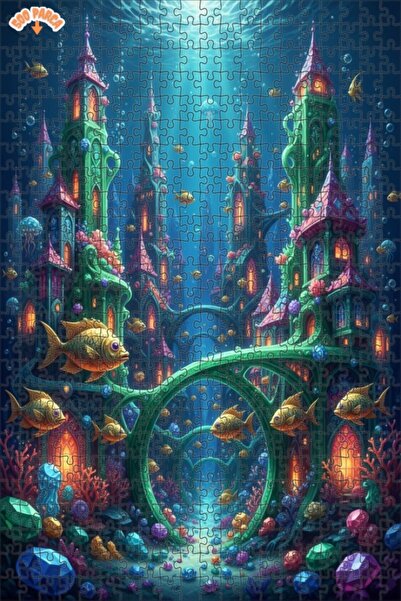 Teona Ahşap لغز خشبي على شكل مدينة تحت البحر السحرية بمظهر لوحة زيتية 500 قطع...