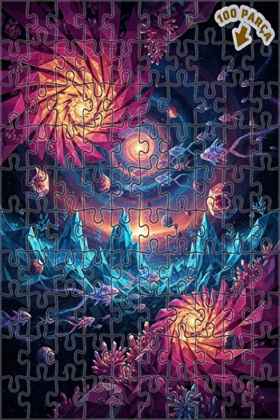 Teona Ahşap لغز فني على شكل مجموعة أسماك كريستالية جالاكتيكية بمظهر لوحة زيتي...