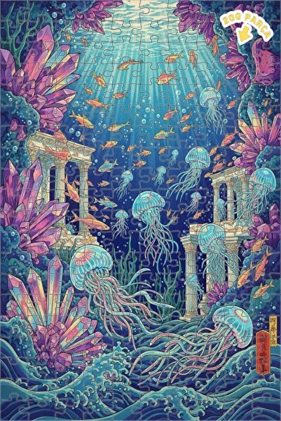 Teona Ahşap Magical Submarine Crystal Palace Oil Painting Lookalike Wooden Pu...