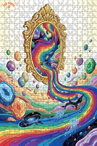 Teona Ahşap لغز خشبي مؤطر بطبقتين من ملونات مرآة غامضة 500 قطعة 50x30