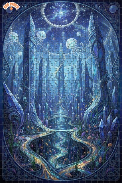 Teona Ahşap Mysterious Crystal City Oil Painting Look 500 Piece 50X30