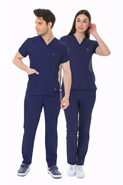 İBA MEDİKAL LACİVERT HEMŞİRE FORMASI LİKRALI SCRUBS TAKIM (PATRIOT BLUE) ARMASIZ