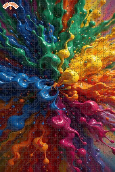 Teona Ahşap Energetic Color Explosion Oil Painting Look Wood Puzzle 500 Piece...