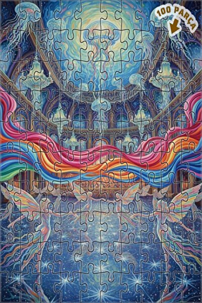 Teona Ahşap لغز خشبي ذو طبقتين على شكل جنية بأجنحة قوس قزح وكرة قنديل البحر 1...