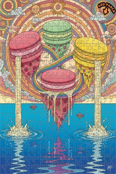 Teona Ahşap لغز خشبي ملون على شكل شلال ماكارون ذو طبقتين 400 قطعة 35x35