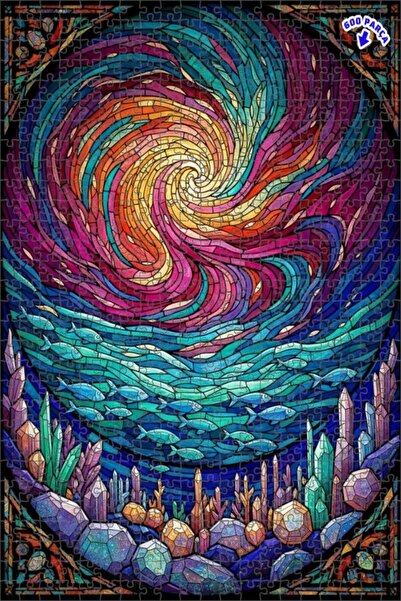 Teona Ahşap لغز خشبي ملون بتصميم منظر منارة ونافذة زجاجية ملونة، ذو طابقين، 6...