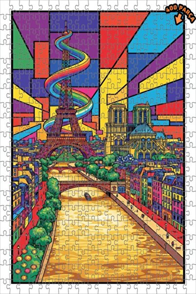 Teona Ahşap برج إيفل ونوتردام، لوحة فنية خشبية ملونة ذات طابقين، 400 قطعة، 35...