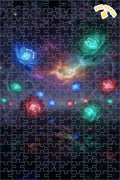 Teona Ahşap لغز خشبي مؤطر ذو طبقتين من كوزميك فلاور بورش ستارز، 200 قطعة، 25x35