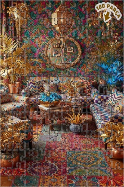 Teona Ahşap لغز خشبي ذو طبقتين بنمط أوراق الذهب 100 قطعة 25x25