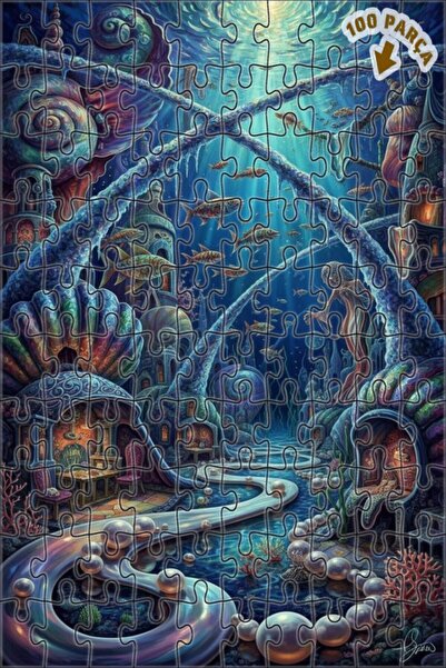 Teona Ahşap لغز خشبي بإطار مزدوج الطابق بمظهر لوحة زيتية لمدينة تحت البحرية ا...