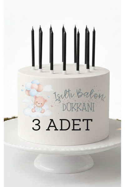 Işıltı Balon Dükkanı Siyah Pasta Mumu 15 cm – Özel Günler İçin Şık Mum (3’lü ...