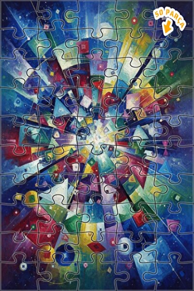 Teona Ahşap لوحة فنية تجريدية هندسية ديناميكية بمظهر زيتية، لغز خشبي بإطار مز...