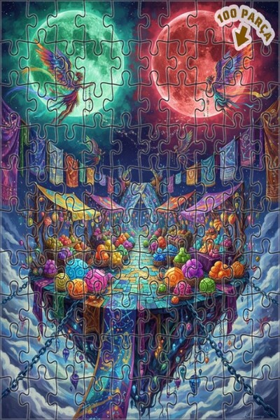 Teona Ahşap لغز خشبي بإطار مزدوج الطبقات بمظهر لوحة زيتية من سوق السحر، 100 ق...