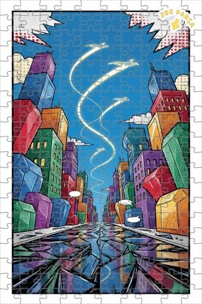 Teona Ahşap كوميك سيتي سكاي سكرايبز فلاينج شيبس 200 قطعة 25x35