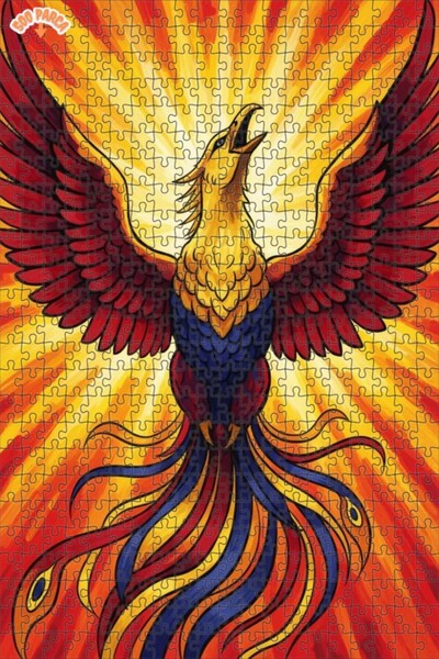 Teona Ahşap لغز خشبي بتصميم طائر الفينيق المرسوم بالزيت 500 قطعة 50x30