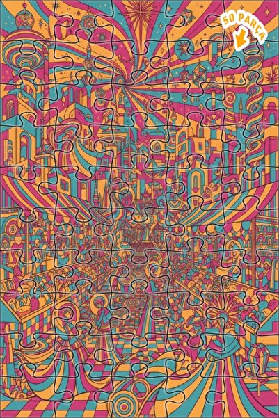 Teona Ahşap لغز خشبي فني تخطيطي من سايكديليك ماركتيف 50 قطعة 15x25