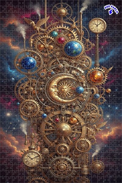 Teona Ahşap لوحة زيتية على طراز ستيمبانك كوزميك ماشين 600 قطعة مقاس 50x35