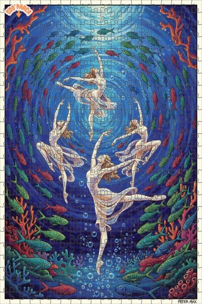 Teona Ahşap لغز خشبي على شكل راقصات الباليه يرقصن تحت الماء، مزين بطلاء زيتي،...