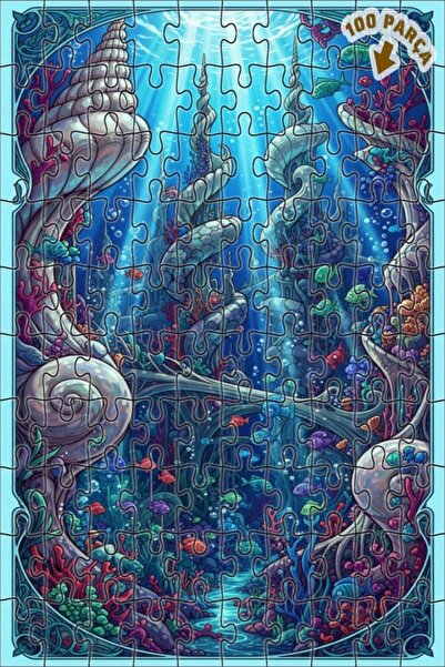 Teona Ahşap لغز خشبي مؤطر بطبقة مزدوجة من أتلانتس تيلز توريز، ملون برسومات كر...