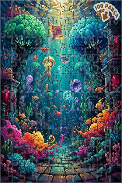 Teona Ahşap لغز خشبي بمظهر لوحة زيتية لملكة تحت البحرية الخيالية، 100 قطعة، 2...