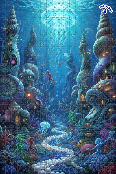 Teona Ahşap لغز خشبي رائع بتصميم مدينة تحت البحر مع رسومات ملونة، ذو طبقتين، ...