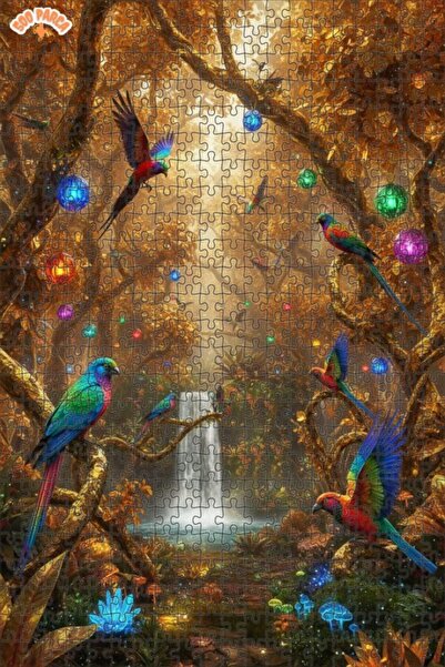 Teona Ahşap لغز خشبي مؤطر بطبقتين بمظهر لوحة زيتية لببغاوات الغابة السحرية 50...