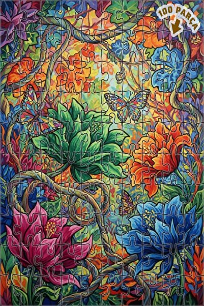 Teona Ahşap ألوان نابضة بالحياة، لوحة زيتية لغابة الفراشات، لغز خشبي مؤطر ذو ...