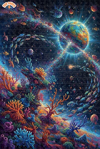 Teona Ahşap لغز فني على شكل لوحة زيتية لحلم الغواصة الفلكية 500 قطعة 50x30