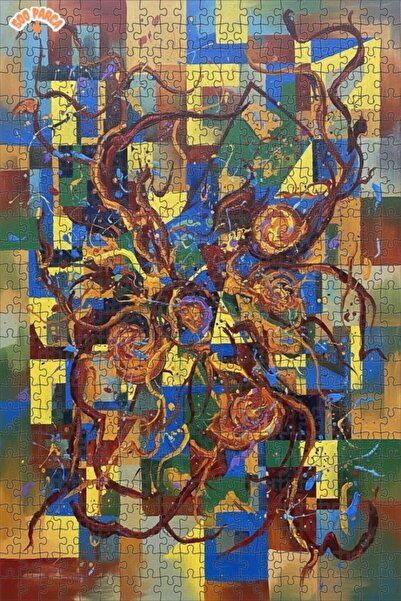 Teona Ahşap Kinetic Energy Oil Painting Lookalike Art Double-Layer Framed Woo...