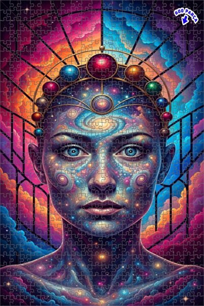 Teona Ahşap لغز خشبي فني ملون بتصميم وجه الكون، لغز خشبي مؤطر بطبقتين، 600 قط...