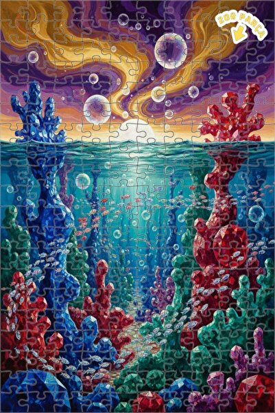 Teona Ahşap لغز خشبي بتصميم لوحة زيتية لمشهد كريستالي تحت الماء 200 قطعة 25x35