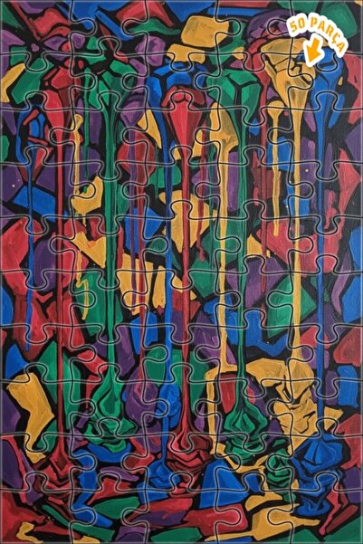 Teona Ahşap لغز خشبي مؤطر ذو طبقتين من Soyut Damla Art، 50 قطعة، مقاس 15x25