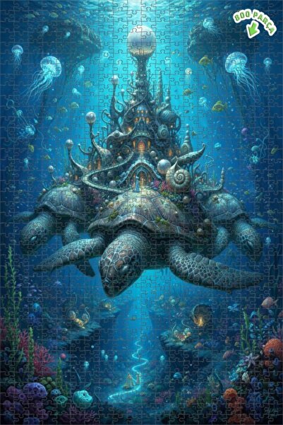 Teona Ahşap لغز قلعة السلحفاة الرائعة تحت البحر 800 قطعة 70x50