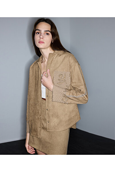 İpekyol Süet görünümlü triko mix ceket