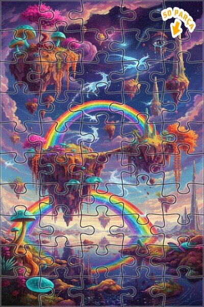 Teona Ahşap لغز خشبي ذو طبقتين بإطار ملون من ماجيك سكاي كولورز 50 قطعة 15x25