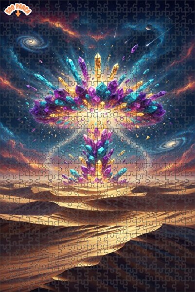 Teona Ahşap Cosmic Crystal Desert Explosion Double Layer Framed Wooden Puzzle...