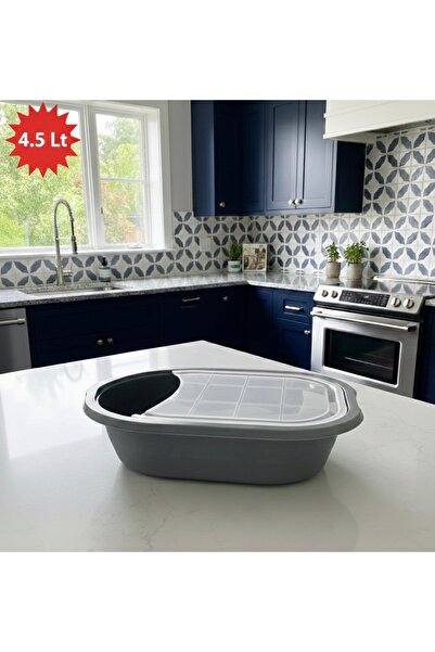 Alkanev Poly Time Plastic Chopping Board with Container Anthracite (4.5 Lt)