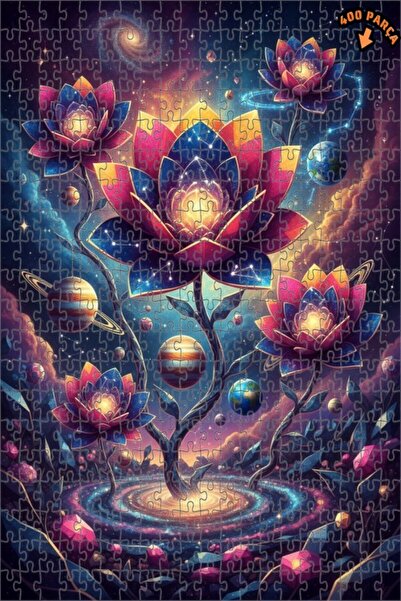 Teona Ahşap لغز خشبي مؤطر ذو طبقتين بتصميم زهور كوزميكية بمظهر لوحة زيتية 400...