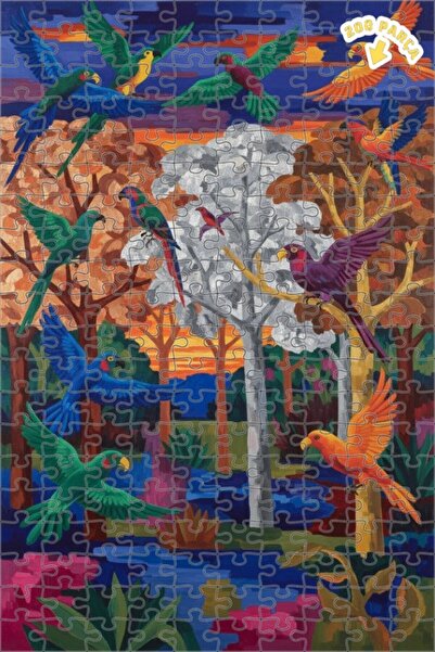 Teona Ahşap لغز خشبي على شكل طيور الببغاء في الغابة بألوان زيتية 200 قطعة 25x35