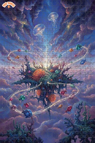 Teona Ahşap لغز خشبي بإطار مزدوج الطبقات بتصميم عالم ما تحت الماء الرائع، 500...