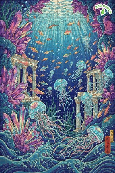 Teona Ahşap Magical Submarine Crystal Palace Oil Painting Lookalike Wooden Pu...