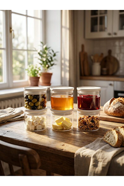 Countra حاوية تخزين زجاجية للإفطار مكونة من 6 قطع بغطاء مفرغ من الهواء، غطاء ...