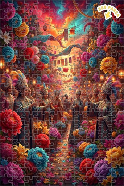 Teona Ahşap لوحة زيتية لسوق الزهور في مهرجان الربيع 200 قطعة مقاس 25x35