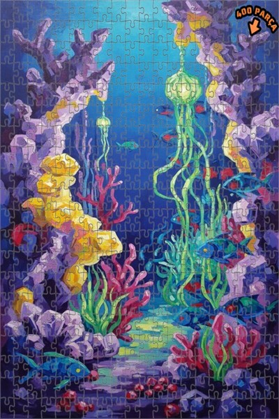 Teona Ahşap لغز خشبي مؤطر بطبقتين بمظهر زيت اللوحة الزيتية لمشهد تحت الماء، 4...