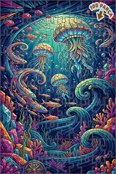 Teona Ahşap لغز خشبي مؤطر ذو طبقتين مستوحى من فن قنديل البحر السحري 100 قطعة ...