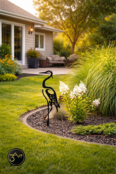 3art Metal Bahçe Süsü Turna Kuşu – Bahçe Dekoru | Çim, Saksı & Peyzaj İçin De...